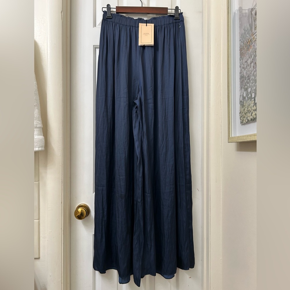 NWT La Ligne Super Wide Leg  Pants in Midnight Blue Size S